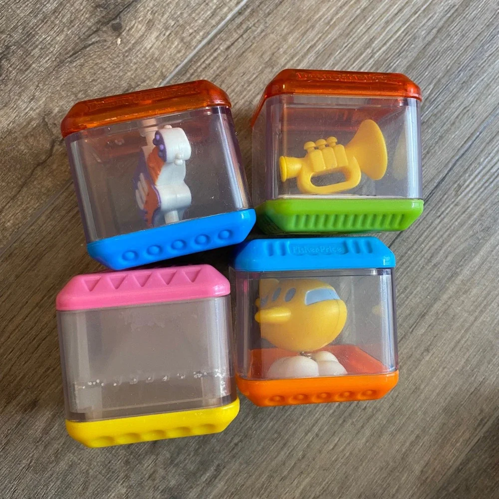 Fisher Price Peek-a-Blocks Sensory Toy Lot of 12 Vehicles Music Shapes Multi VTG